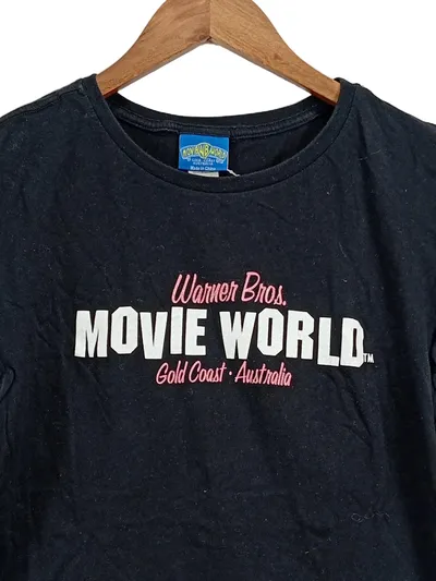 Warner Bros. Movie World T-Shirt Damen Gr. 38/M Schwarz Casual Logo-Print