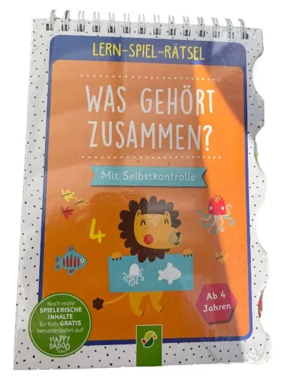 Happy Dadoo Lernspiel Rätsel Was gehört zusammen? Activity Buch Löwe Fisch