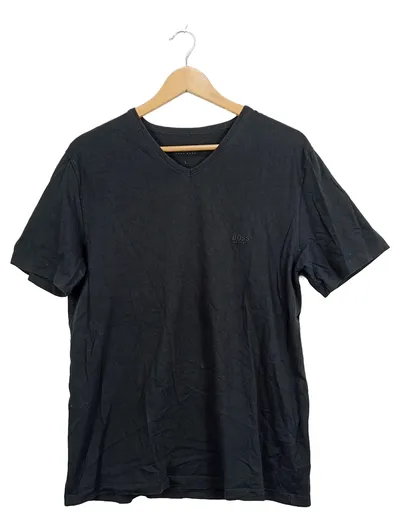 Hugo Boss Herren T-Shirt Basic Uni Kurzarm Baumwolle Schwarz L