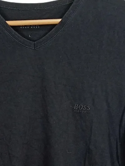 Hugo Boss Herren T-Shirt Basic Uni Kurzarm Baumwolle Schwarz L