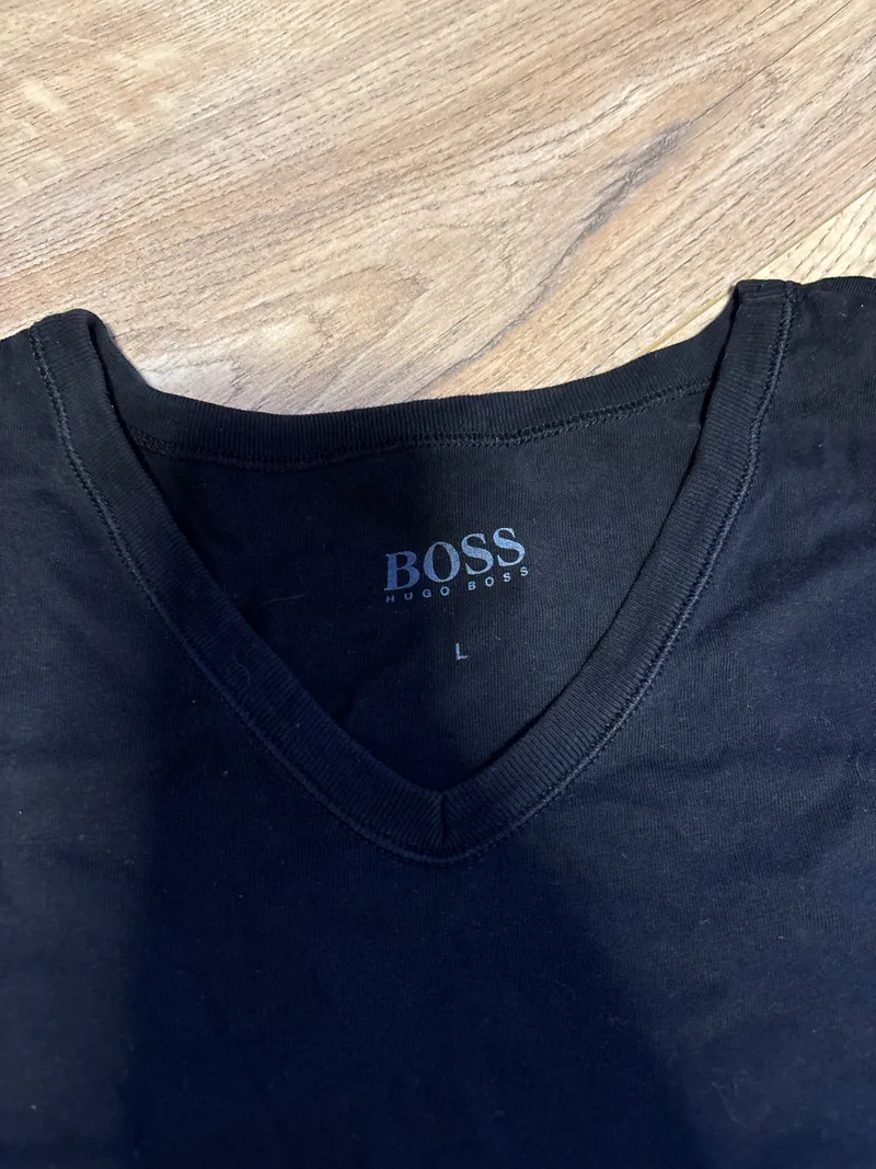 Hugo Boss Herren T-Shirt Basic Uni Kurzarm Baumwolle Schwarz L 3