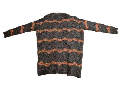VERO MODA Strickjacke Damen Gr. M/L Grau Orange Cardigan Longstrickjacke