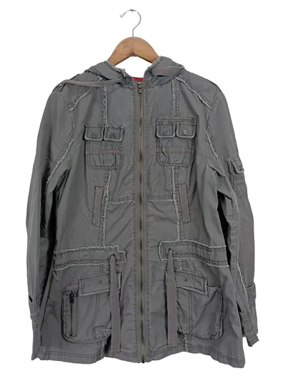 Street One Damen Arbeitsjacke Gr. 40 Grau Casual Kapuze Reißverschluss