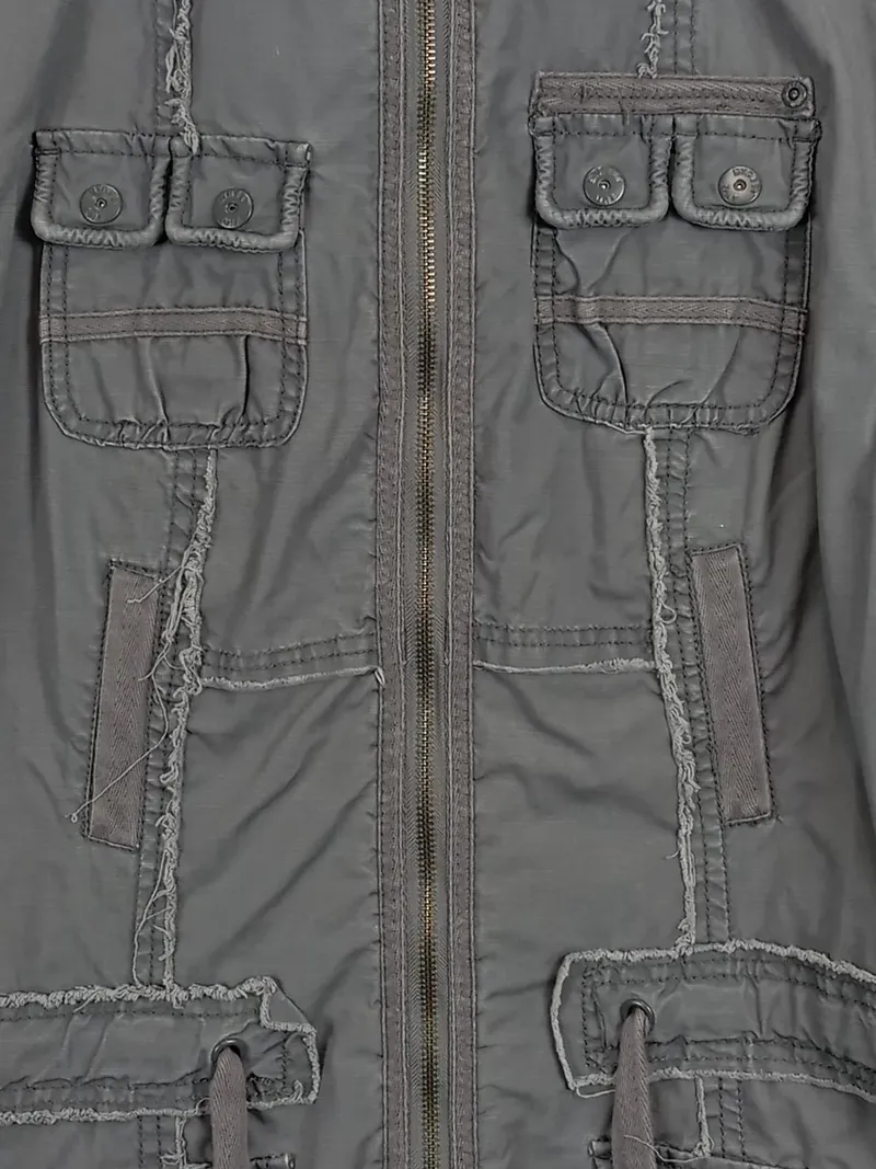 Street One Damen Arbeitsjacke Gr. 40 Grau Casual Kapuze Reißverschluss 2