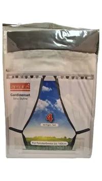 ARSVITA Gardinenset Skyline 4-teilig Weiß Grau bis 160cm Fensterbreite 1