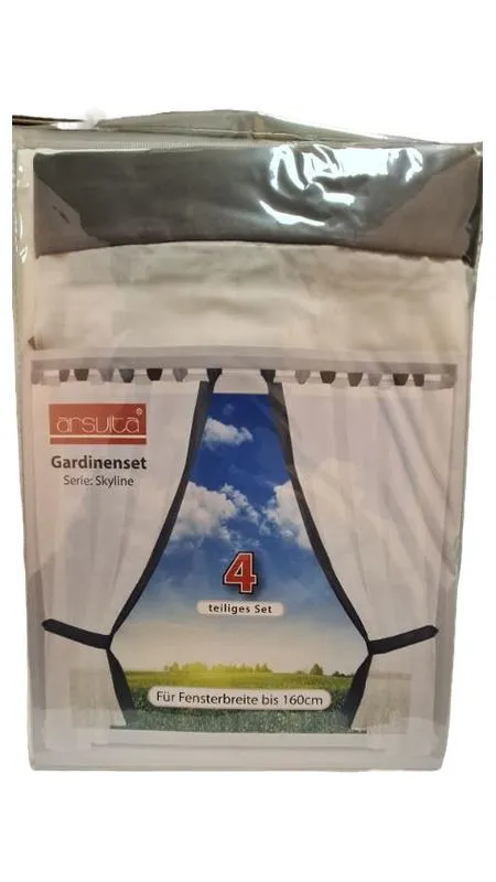 ARSVITA Gardinenset Skyline 4-teilig Weiß Grau bis 160cm Fensterbreite 1
