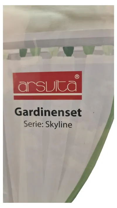 ARSVITA Gardinenset Skyline 4-teilig Weiß/Grün bis 160cm Fensterbreite