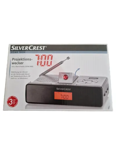 Silvercrest IAN 71140 Projektionswecker Radiowecker 2-Band-Radio Schwarz