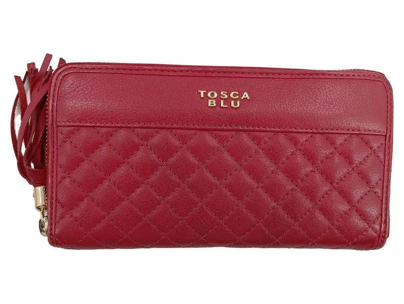 Tosca Blu Damen Geldbörse Leder Rot Elegant Portemonnaie Gesteppt 1