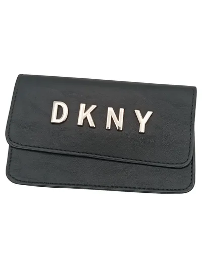 DKNY Karten Etui Geldbörse Damen Schwarz Polyurethan Modern Elegant