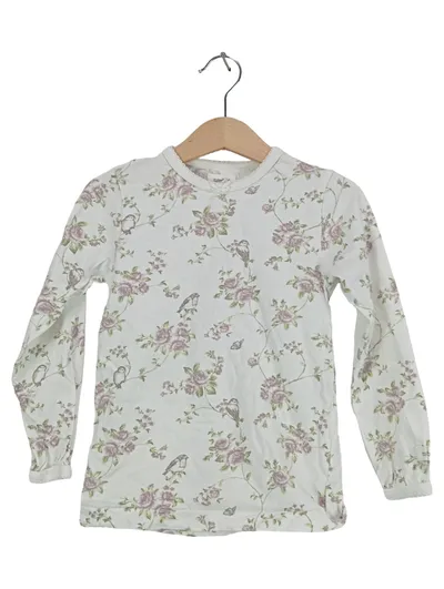 Newbie Kinder Langarmshirt Blumenmuster Vögel Gr. 98/104 Baumwolle