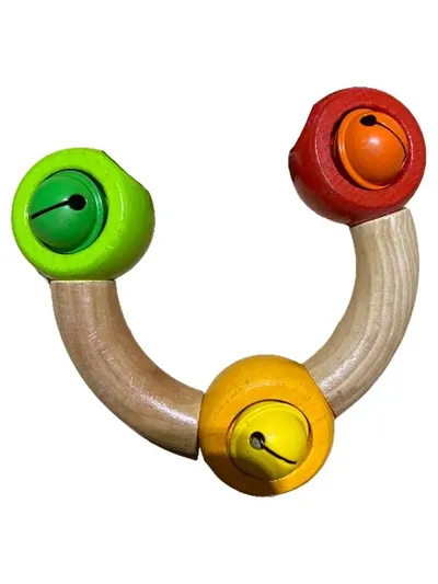 HABA Holzgreifling mit Glöckchen Babyspielzeug Rassel Mehrfarbig