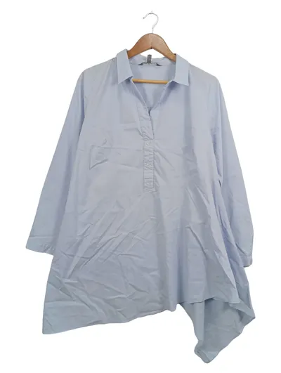 Ulla Popken Damen Hemdbluse Blau Gr. 42/XL Modern Baumwolle Langarm