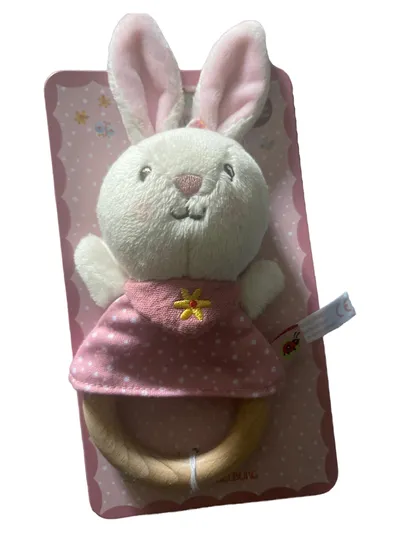BABY GLÜCK Greifling Hase Holz Mehrfarbig Baby Spielzeug