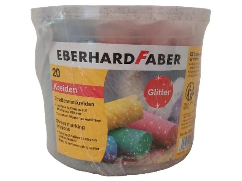 Eberhard Faber Straßenmalkreiden Glitter 20 Stück Kreativ Bastelset Mehrfarbig 1