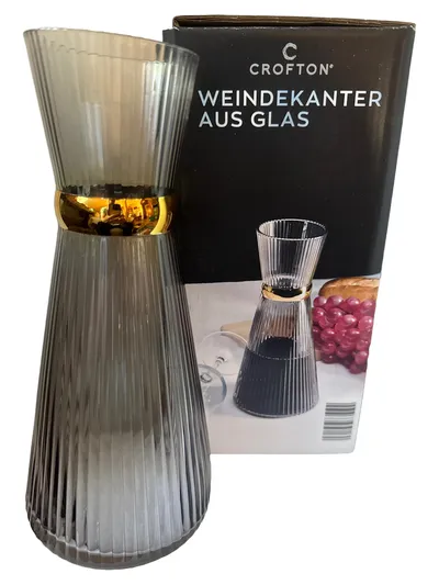 Crofton Dekanter Weinkaraffe Glas Grau Elegant 1 Liter