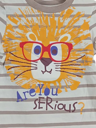 PETIT BEGUIN Kinder T-Shirt Löwe Brille Gr. 92 gestreift bunt