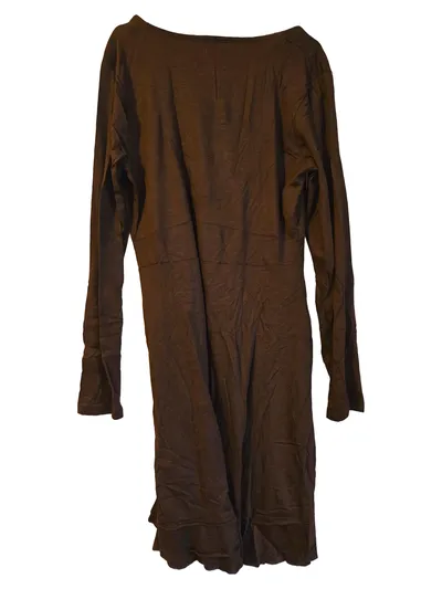 Desigual Damen Kleid Gr. L Braun Langarm Schmetterling V-Ausschnitt