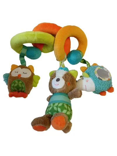 FEHN Spielbogen Baby Kinderwagenkette Plüschtiere Eule Bär Mehrfarbig