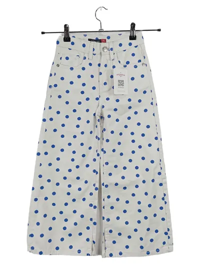 edenrobe Kids Stoffhose Mädchen Gr. 128 Weiß Blau Polka Dots