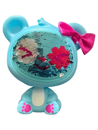 ZEQUINS Kuscheltier Bär Figur Pailletten Blau Farbenfroh Spielzeug