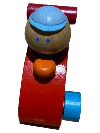 HABA Holzauto Rennwagen Rot Blau Holzspielzeug Kleinkind Baby