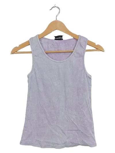Karo Kauer Damen Top Tanktop Gr. XS Lila Rippstrick Baumwolle