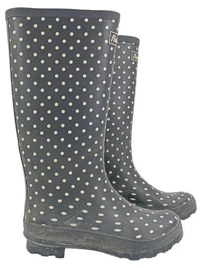 Peter Storm Damen Gummistiefel Gr. 38 Blau Weiß Punkte Regenstiefel