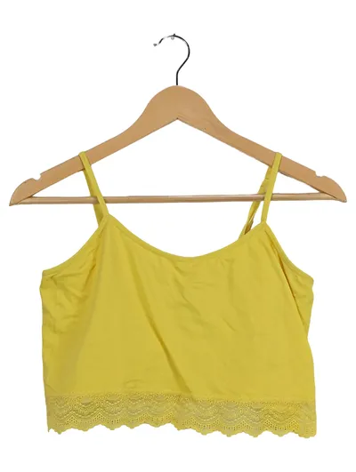 love to lounge Damen Top Gr. 40/L Ärmellos Gelb Casual Spitze