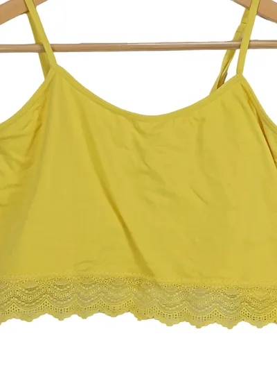 love to lounge Damen Top Gr. 40/L Ärmellos Gelb Casual Spitze