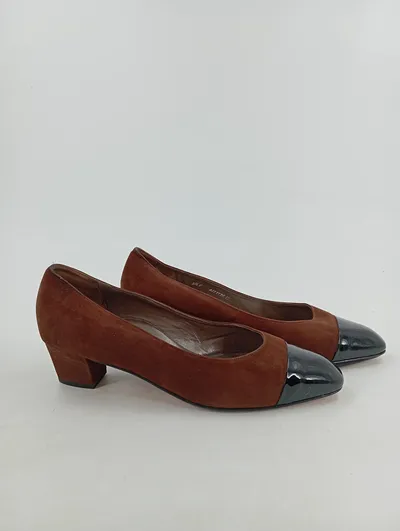 Bally Damen Pumps Vesano Gr. 39 Leder Wildleder Schwarz Braun Elegant