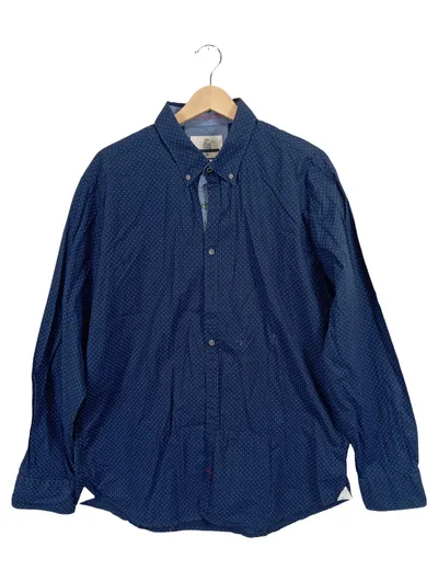 COLOURS & SONS Herren Business Hemd XL Blau Gepunktet Baumwolle Langarm