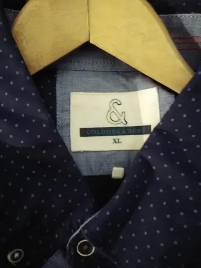 COLOURS & SONS Herren Business Hemd XL Blau Gepunktet Baumwolle Langarm