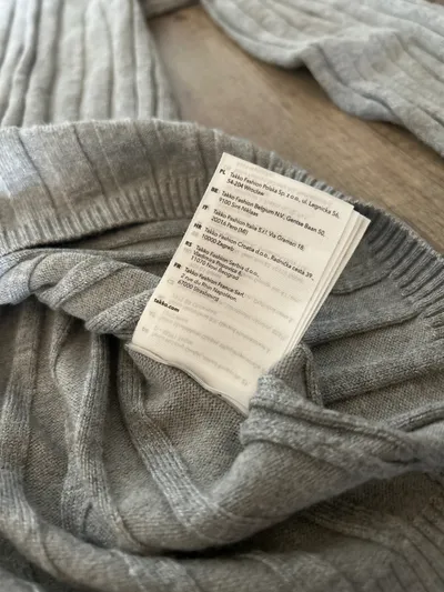 Takko Fashion Damen Pullover Rippstrick Stehkragen Grau Gr. L