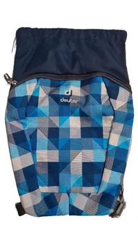 Deuter Turnbeutel Sportbeutel Gymbag Blau Kariert 27x42 cm 1