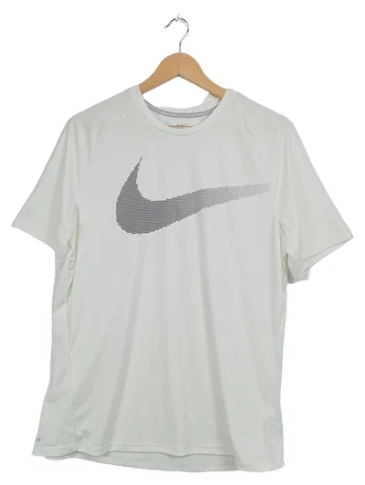 Nike Herren T-Shirt Dri-FIT Running Swoosh Logo Weiß Gr. L