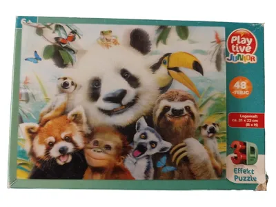 Playtive Junior 3D Effekt Puzzle Tiere 48 Teile Kinder ab 6 Jahre
