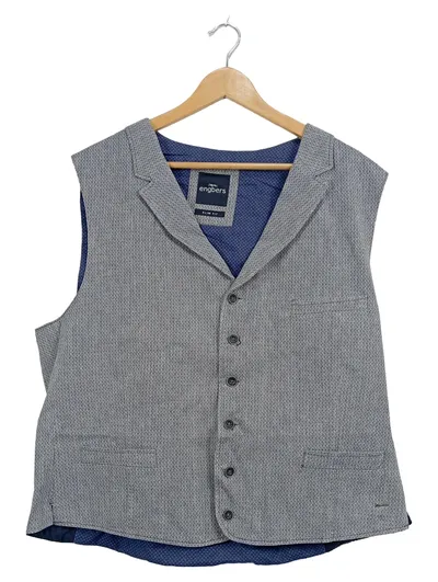 Engbers Herren Anzugweste Slim Fit Grau Strukturmuster Gr. 3XL