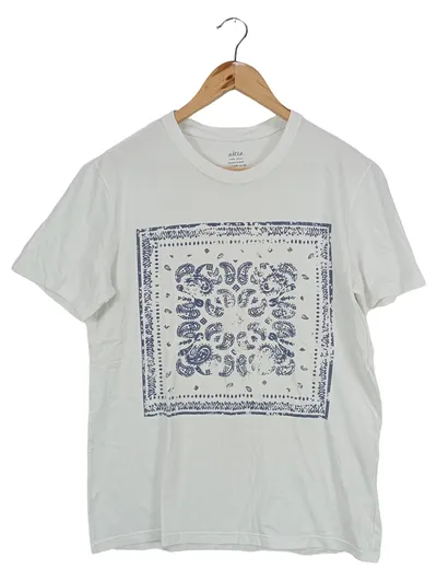 Altea Herren T-Shirt L Weiß Casual Paisley Print