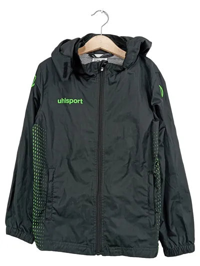 Uhlsport Kinder Regenjacke Gr. 128 Schwarz Sportlich mit Kapuze