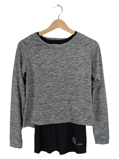 Ergeenomixx Kinder Langarmshirt Gr. 158 Grau Meliert Sport Schriftzug