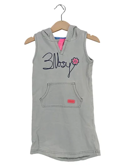 B.Nosy Mädchen Kapuzenkleid Gr. 98/104 Grau Sweatkleid Ärmellos
