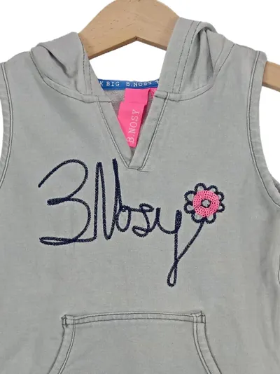 B.Nosy Mädchen Kapuzenkleid Gr. 98/104 Grau Sweatkleid Ärmellos