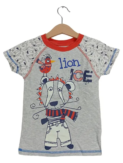 PETIT BÉGUIN T-Shirt Jungen Löwe Gr. 108/110 Grau Bunt