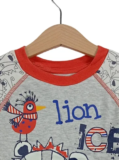 PETIT BÉGUIN T-Shirt Jungen Löwe Gr. 108/110 Grau Bunt