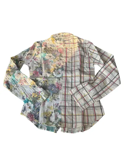 Replay Damen Hemdbluse Blumenmuster Karomuster Patchwork Gr. L Baumwolle