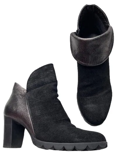 The Flexx Damen Stiefeletten Leder Elegant Schwarz Reißverschluss Gr. 40