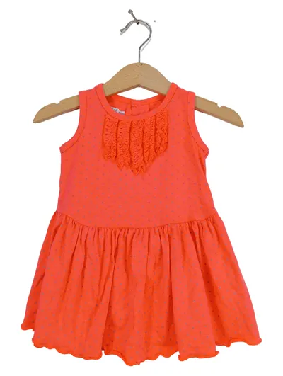 Dirkje Mädchen Freizeitkleid Gr. 74 Orange Gepunktet Rüschen Casual