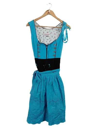 Original Steindl Dirndl Trachtenkleid A-Linie Türkis Blumenmuster Gr. 40