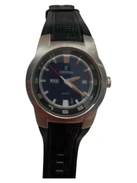 Festina Herren Armbanduhr Sportlich Schwarz Metall Gummi Strukturmuster 1